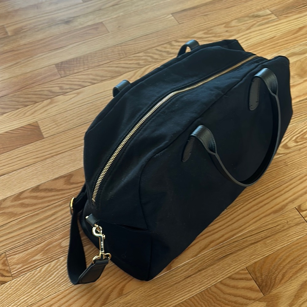Cuyana Canvas Leather Trim Weekender Travel Carryon Overnight Bag Black